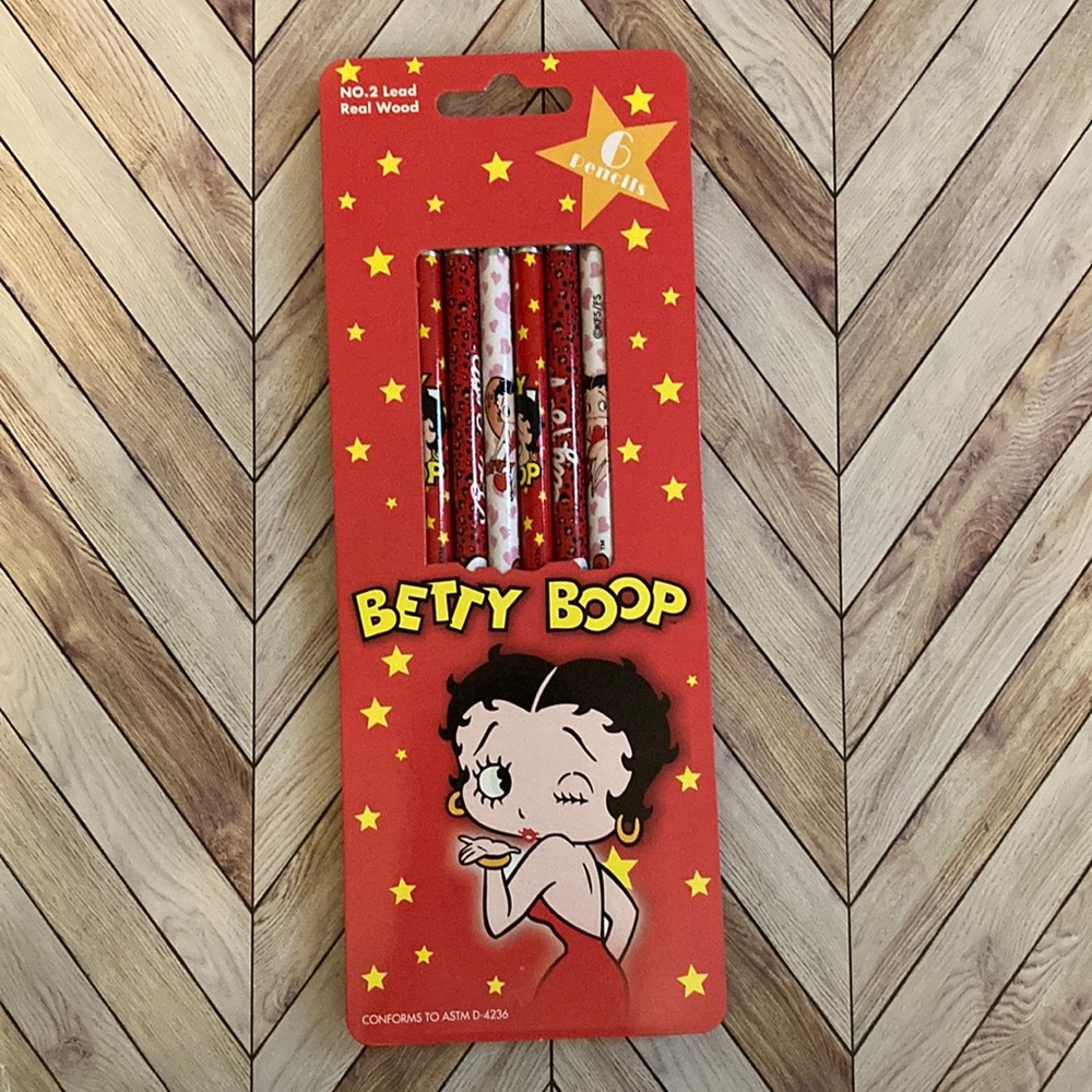 Betty Boop Wood Number 2 Lead Pencils Set